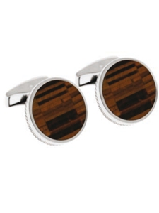 Tateossian London Tiger Eye Silver Bamboo Round CL1468 - Cufflinks | Sam's Tailoring Fine Men's Clothing
