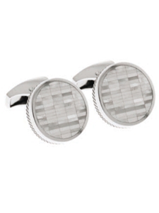 Tateossian London White Mother of Pearl Silver Bamboo Round CL1467 - Cufflinks | Sam's Tailoring Fine Men's Clothing