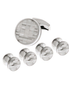 Tateossian London White Mother of Pearl Silver Bamboo Round SC0029 - Cufflinks | Sam's Tailoring Fine Men's Clothing
