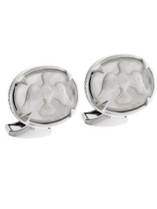 Tateossian London Peace Mother of Pearl Silver Crystal Reverse Intaglio Oval CL1517 - Cufflinks | Sam's Tailoring Fine Men's Clothing