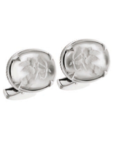 Tateossian London Love White Mother of Pearl Silver Crystal Reverse Intaglio Oval CL1519 - Cufflinks | Sam's Tailoring Fine Men's Clothing