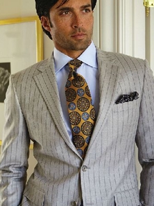 Oatmeal with Charcoal Chalk Stripe Custom Suit