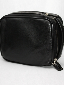 Black Zip Travel Kit in Tumbled Leather