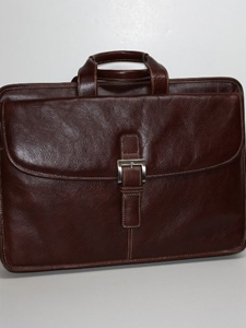Burnished Brown Portfolio Brief in Tumbled Leather