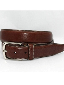 Torino Leather Burnished Tumbled Leather Belt - Brown 61551 - Dress Casual Belts | Sam's Tailoring Fine Men's Clothing