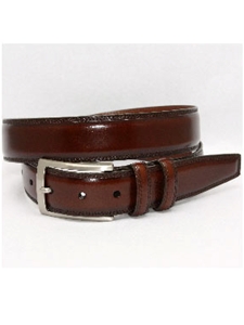 Torino Leather Hand Stained Italian Kipskin Belt - Brown 56111 - Dress Casual Belts | Sam's Tailoring Fine Men's Clothing
