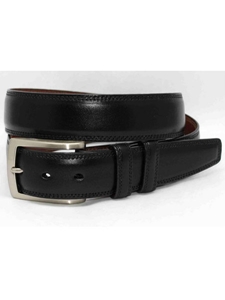 Torino Leather Italian Burnished Kipskin Belt - Black 55070 - Dressy Elegance Belts | Sam's Tailoring Fine Men's Clothing