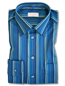 Classic Fit: Twill Blue Multi Stripe - Eton of Sweden  |  SamsTailoring Clothing
