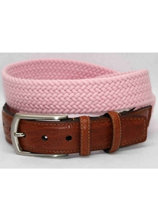 Torino Leather Italian Woven Cotton Elastic Belt - Pink 69507 - Resort Casual Belts | Sam's Tailoring Fine Men's Clothing