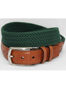 Torino Leather Italian Woven Cotton Elastic Belt - Dark Green 69508 - Resort Casual Belts | Sam's Tailoring Fine Men's Clothing