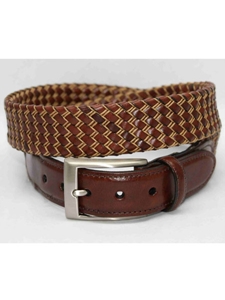 Cognac/Natural Italian Tubular Braided Kipskin & Cotton Cording
