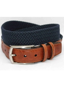 Torino Leather XLong-Italian Woven Cotton Elastic Belt - Navy 69500X - Big and Tall Belt Collection | Sam's Tailoring Fine Men's Clothing