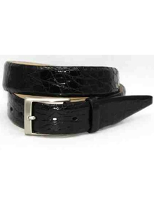 Torino Leather X-Long Glazed South American Caiman Belt - Black 50760X - Big and Tall Belt Collection | Sam's Tailoring Fine Men's Clothing