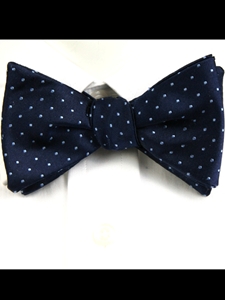 Navy Dot Woven Classic ''to tie'' Bow
