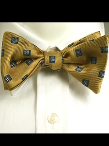 Robert Takbott Gold Woven Neats Classic ''to tie'' Bow 041012C-04 - Bow Ties & Sets | Sam's Tailoring Fine Men's Clothing