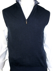 Navy Zip Mock Plaited Vest