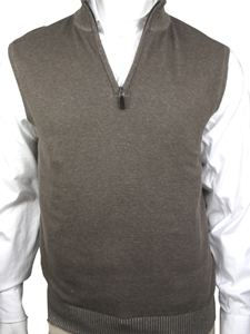Almond Zip Mock Plaited Vest