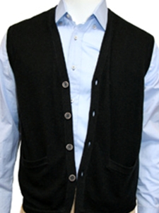 Black Button Front Weskit Vest