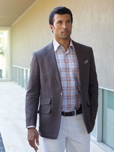Spring 2012 Orange, Navy and Sky Satin Windowpane Shirt