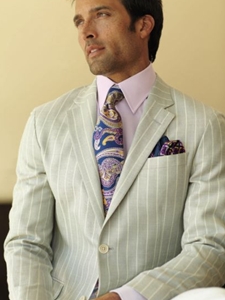 Spring 2012 White and Light Grey Stripes Custom Sportcoat