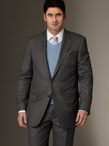 Modern Mahogany Collection Grey Stripe Suit A01021303007 - Hickey Freeman Sportcoats  |  SamsTailoring  |  Sam's Fine Men's Clothin