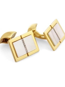 Tateossian London 18 Karat Sartorial Diamond Rectangle - Mop CL0219 - 18k Carat Gold Cufflinks | Sam's Tailoring Fine Men's Clothing