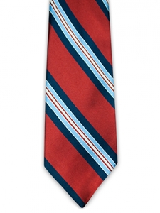 IKE Behar Red Subway Stripe Silk Tie 3B91-6603-600 - Fall 2014 Collection Neckwear | Sam's Tailoring Fine Men's Clothing