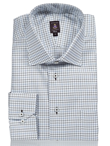 Robert Talbott Brown, Medium Blue and White Twill Graph Check Estate Shirt F1688B3U - View All Shirts | Sam's Tailoring Fine Men's Clothing