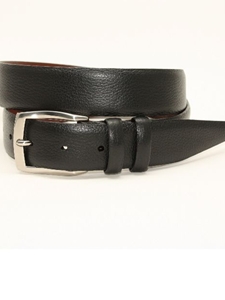 Torino Leather Pebble Grained Calfskin Belt - Black 54200 - Dressy Elegance Belts | Sam's Tailoring Fine Men's Clothing