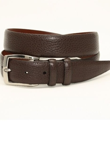 Torino Leather Pebble Grained Calfskin Belt - Brown 54201 - Dressy Elegance Belts | Sam's Tailoring Fine Men's Clothing