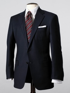 Hickey Freeman Tailored Clothing Modern Mahogany Collection Blue Flannel Chalk Stripe Suit A03025303013 - Suits | Sam's Tailoring Fine Men's Clothing