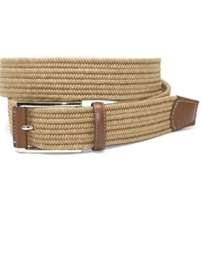 Torino Leather Italian Mini Woven Cotton Stretch - Khaki 65502 - Resort Casual Belts | Sam's Tailoring Fine Men's Clothing