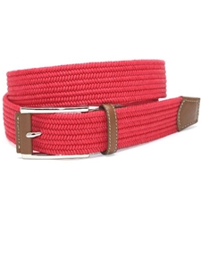 Torino Leather Italian Mini Woven Cotton Stretch - Red 65505 - Resort Casual Belts | Sam's Tailoring Fine Men's Clothing