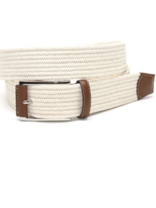 Torino Leather Italian Mini Woven Cotton Stretch - Cream 65510 - Resort Casual Belts | Sam's Tailoring Fine Men's Clothing