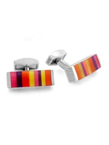 Tateossian London RT Tablet Striped - Pink and Red CL2692 - Cufflinks | Sam's Tailoring Fine Men's Clothing