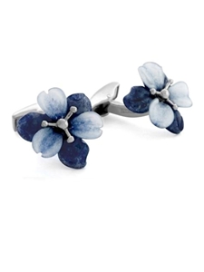 Tateossian London Silver Carved Flora Lily - Icy Quartz and Blue Dumortierite CL2791 - Cufflinks | Sam's Tailoring Fine Men's Clothing