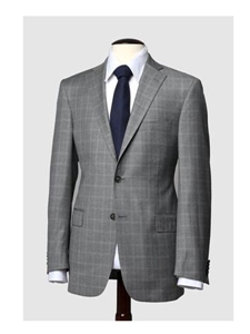Hart Schaffner Marx Grey Windowpane Suit 170434218183 - Suits | Sam's Tailoring Fine Men's Clothing