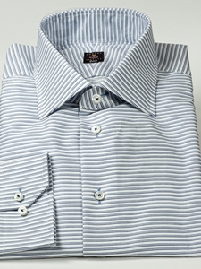 Robert Talbott Navy Blue Horizontal Stripe Estate Dress Shirt F1759B3V - Spring 2015 Collection Dress Shirts | Sam's Tailoring Fine Men's Clothing