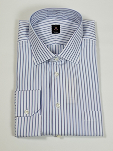 Robert Talbott White and Blue Stripe Estate Dress Shirt F9165B3U - Spring 2015 Collection Dress Shirts | Sam's Tailoring Fine Men's Clothing