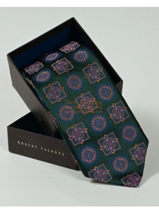Robert Talbott Dark Jungle Green Diamond and Floral Design Best of Class Tie 55968E0-05 - Fall 2015 Collection Best Of Class Ties | Sam's Tailoring Fine Men's Clothing