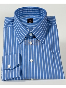 Robert Talbott Blue Stripes High Medium Spread Collar Estate Shirt F9960A3U - Dress Shirts | Sam's Tailoring Fine Men's Clothing