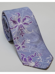 Robert Talbott Blue Gray with Purple Floral Design Estate Tie 42489I0-03 - Ties or Neckwear | Sam's Tailoring Fine Men's Clothing