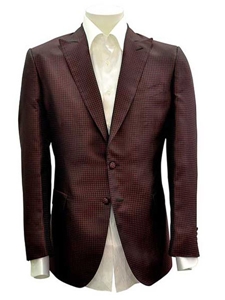Sam's Tailoring Fine Men's Clothing: Red Brown 2-Button Silk Jacket - SKU ITALOFERRETTI-JACKET-GIACCA4 - Jackets | Italo Ferretti