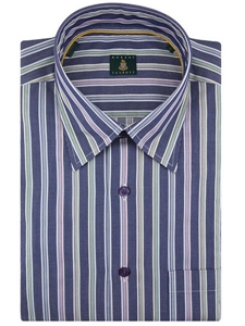 Robert Talbott Navy Medium Spread Collar Vertical Stripes Sport Shirt LUM14018-01 - Spring 2015 Collection Sport Shirts | Sam's Tailoring Fine Men's Clothing