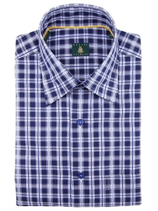 Robert Talbott Navy Blue Medium Spread Collar Check Sport Shirt LUM14033-01 - Spring 2015 Collection Sport Shirts | Sam's Tailoring Fine Men's Clothing