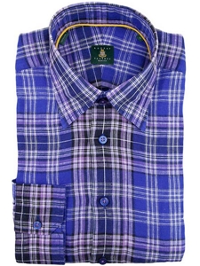 Robert Talbott Purple Medium Spread Collar Windowpane Check Trim Fit Sport Shirt TUM14008-01 - Spring 2015 Collection Sport Shirts | Sam's Tailoring Fine Men's Clothing