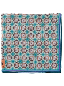 Robert Talbott Aqua Silk Floral Emblems Pocket Square 30280-04 - Spring 2015 Collection Pocket Squares | Sam's Tailoring Fine Men's Clothing