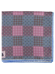 Robert Talbott Pink Silk Printed Patchwork 16½-Inch Pocket Square 30275-02 - Spring 2015 Collection Pocket Squares | Sam's Tailoring Fine Men's Clothing