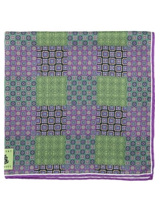 Robert Talbott Green Silk Printed Patchwork 16½-Inch Pocket Square 30275-04 - Spring 2015 Collection Pocket Squares | Sam's Tailoring Fine Men's Clothing