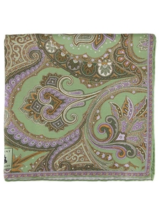 Robert Talbott Green Silk Paisley Design 16½-Inch Pocket Square 30276-03 - Spring 2015 Collection Pocket Squares | Sam's Tailoring Fine Men's Clothing